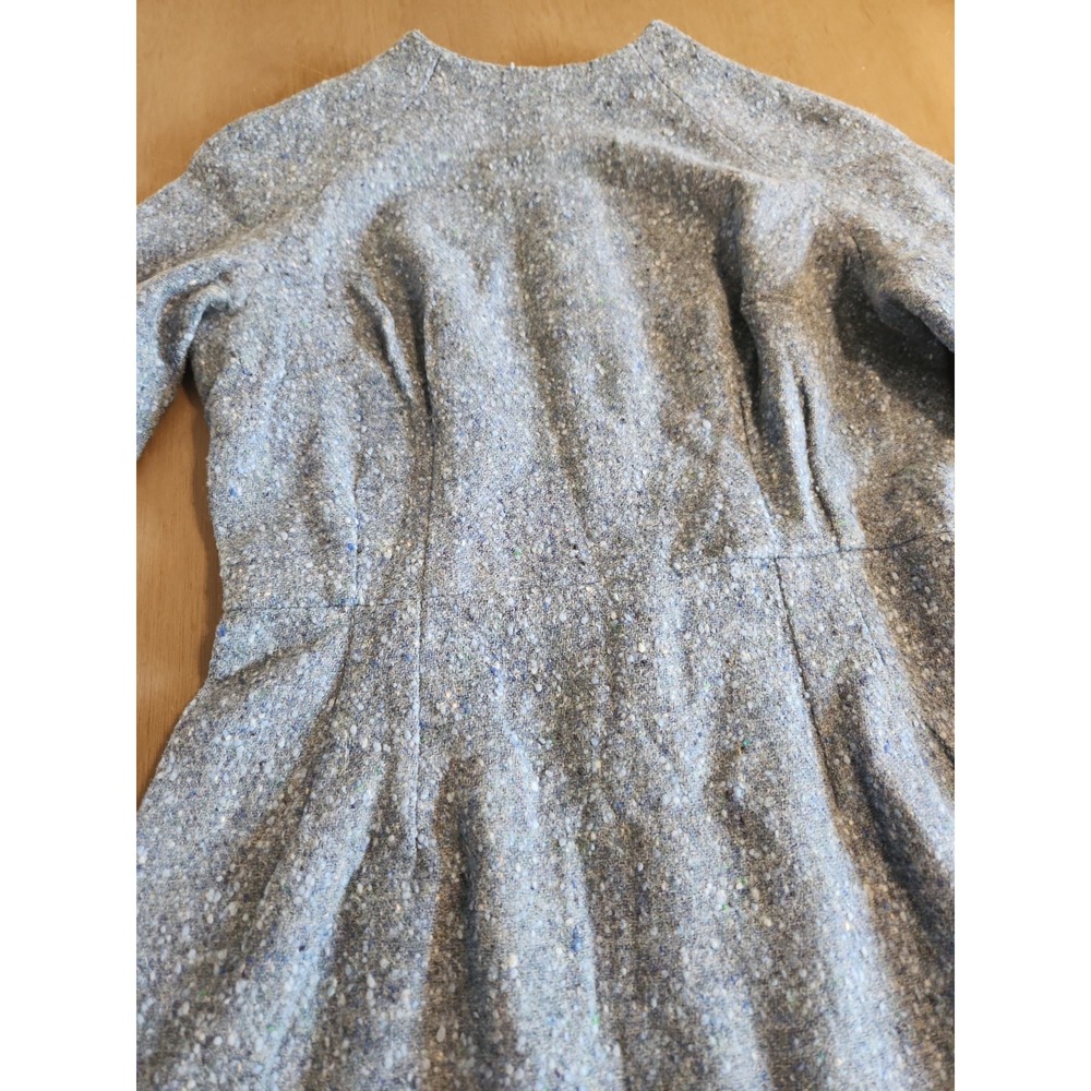 Vintage 1950s-60s Blue Tweed Wool Wiggle Dress Mid-Century Mod Pencil Sheath Sm - Picture 3 of 16